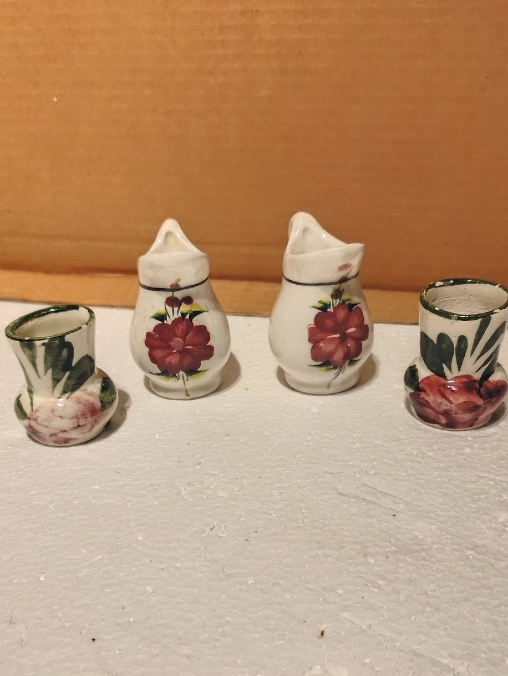 Miniature Floral Pitchers and Vases - Red Floral